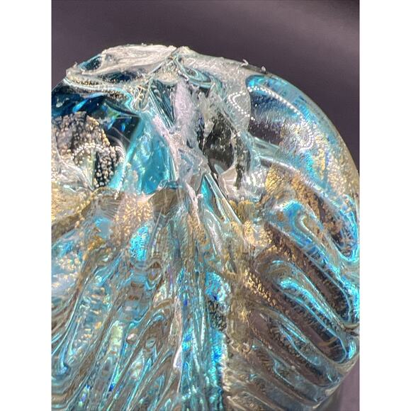 Vtg Chalet Canada Art Glass Blue Gold Clear MCM Paperweight Pear PLEASE READ - Picture 14 of 16